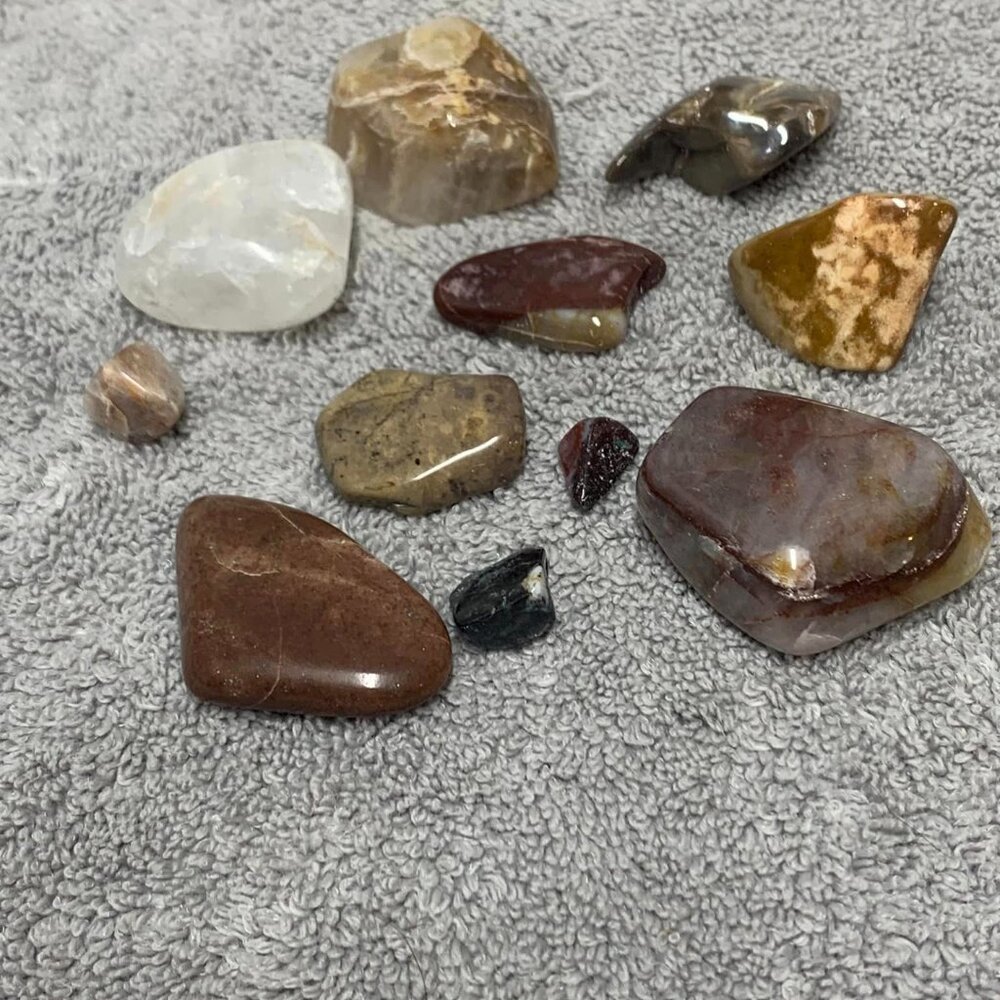 Bundle of Polished Assorted Rocks Wyoming Earth Lake Tumbled Pebbles Natural